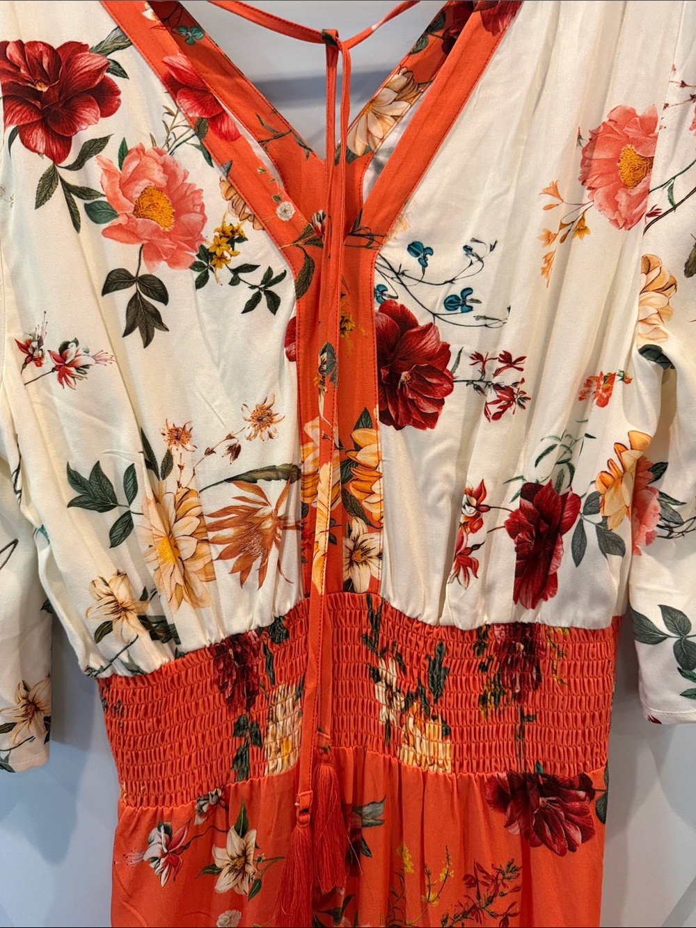 Anthropology Floral Orange and Cream Maxi Dress - Picture 6 of 9